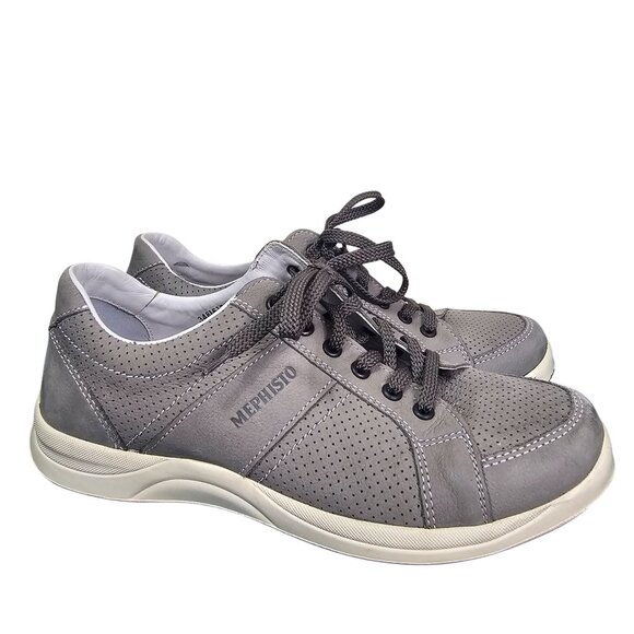 Mephisto Mens Hero Gray Suede Lace-Up Shoes Sz 7 US Perforated Walking Cushioned - Picture 1 of 9